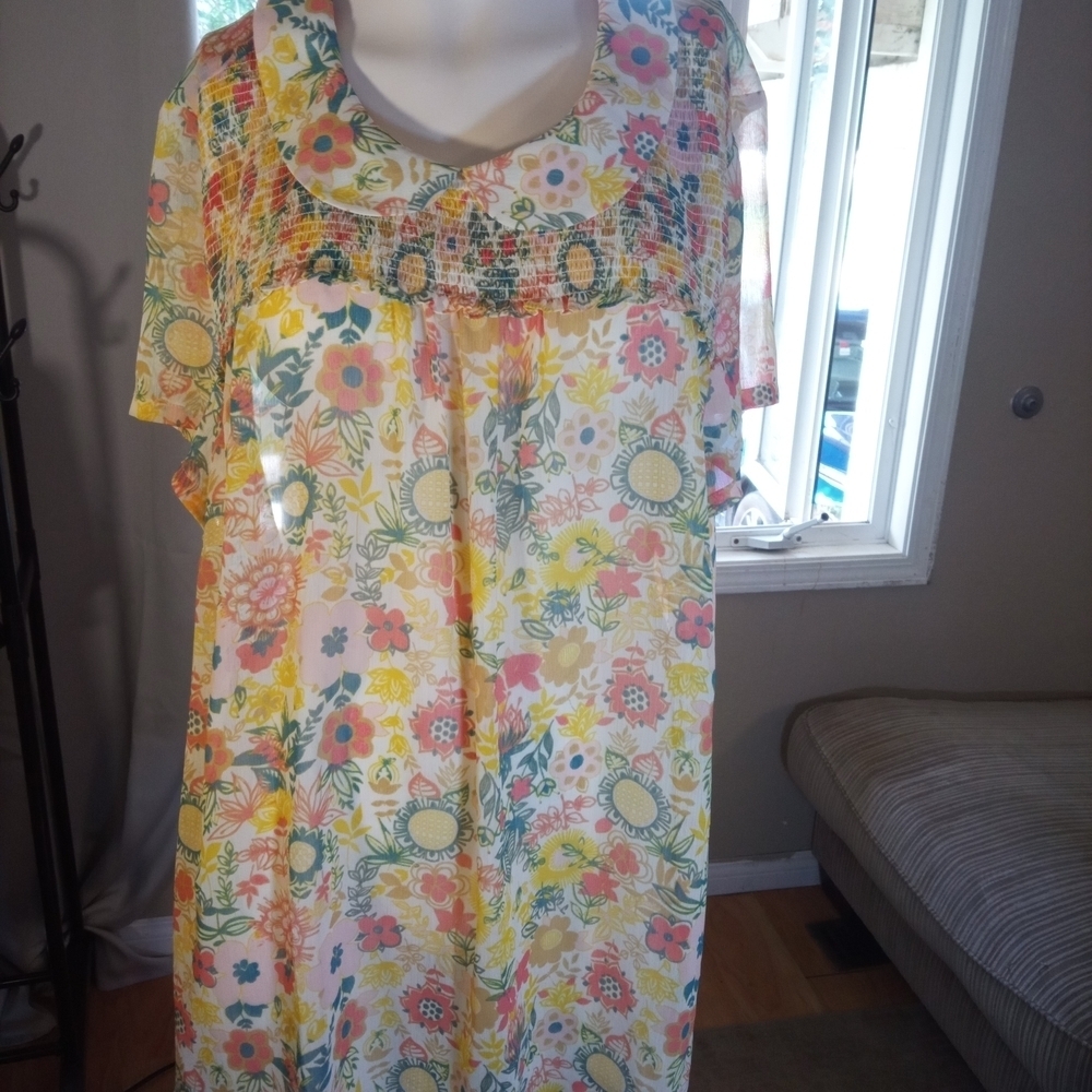 Modcloth Yellow and Blue Floral Dress